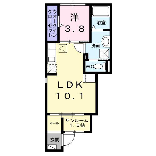 FOUR(1LDK/1階)の間取り写真