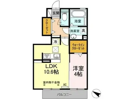 ム・ラージV(1LDK/1階)の間取り写真