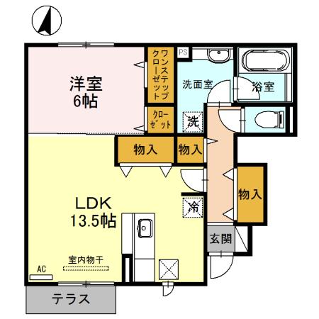 ソシア B(1LDK/1階)の間取り写真