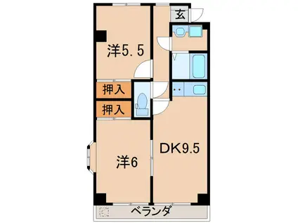 グラン・エメロード(2DK/2階)の間取り写真