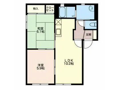 クリエイトシティ創建(2LDK/1階)の間取り写真