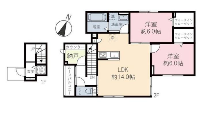 WTAコーポ(2SLDK/2階)の間取り写真