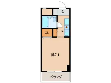 シェトワ城東(1K/6階)の間取り写真