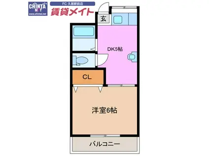 コーポイトウ(1DK/3階)の間取り写真