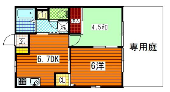 サンガーデン(2DK/1階)の間取り写真