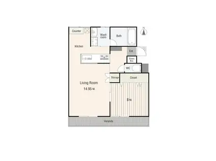 コスモ90(1LDK/2階)の間取り写真