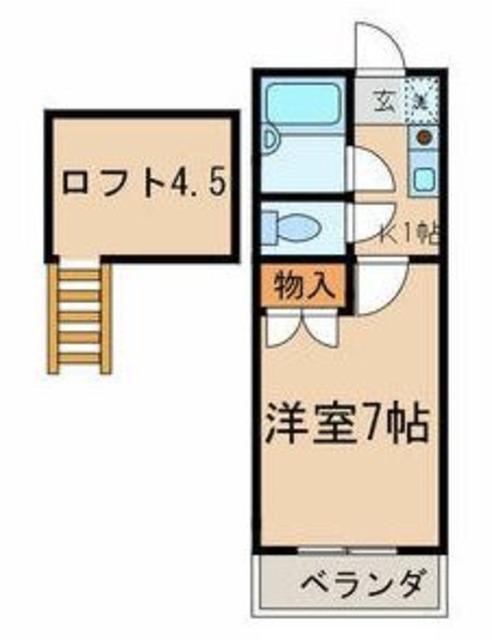 ディアパティオ(1K/2階)の間取り写真