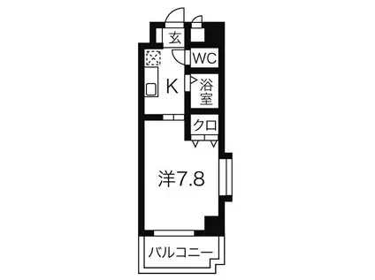 びいⅥ植田(1K/9階)の間取り写真