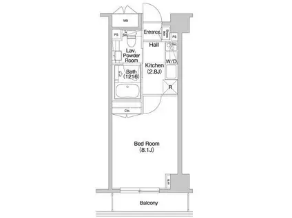 コンフォリア西新宿(1K/12階)の間取り写真