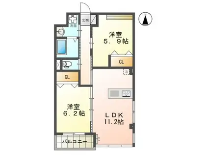 UN HOMME(2LDK/3階)の間取り写真