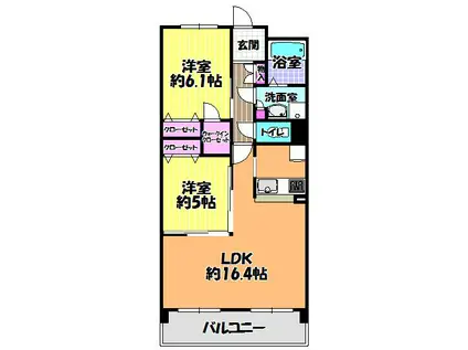 ラ・メゾンMS3(2LDK/2階)の間取り写真