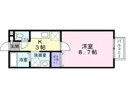 ヴィルボナール(1K/1階)の間取り写真