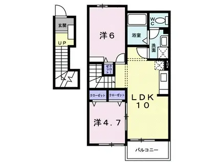 サン・ラブリーB(2LDK/2階)の間取り写真