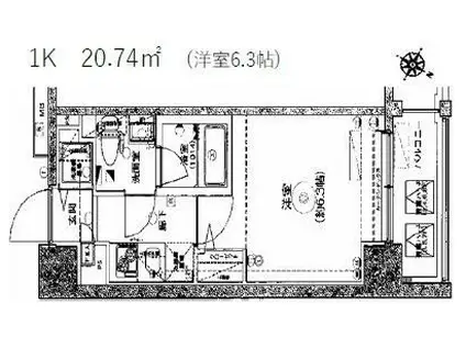 LEA横濱ヴィヴァーチェ(1K/6階)の間取り写真