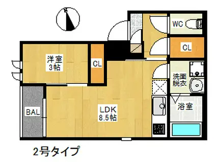 REGALEST CUORE(1LDK/3階)の間取り写真