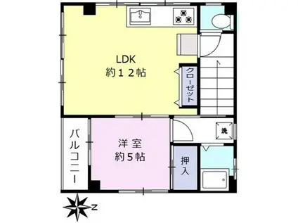 川倉ビル(1LDK/3階)の間取り写真