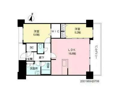 プライムメゾン セントラルパーク(2LDK/7階)の間取り写真