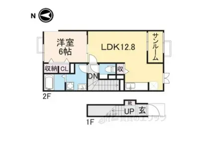 サンリットタウン日高2(1LDK/2階)の間取り写真