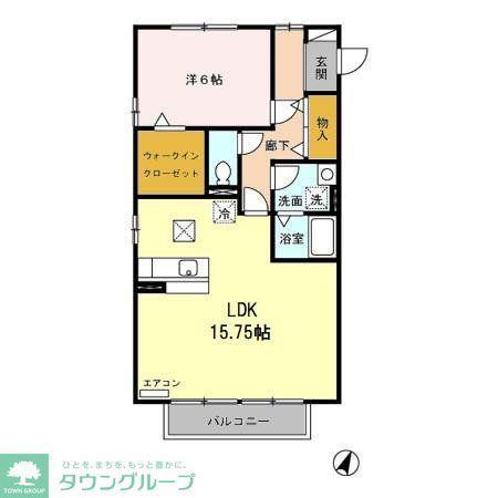 エアルアクティース II(1LDK/1階)の間取り写真