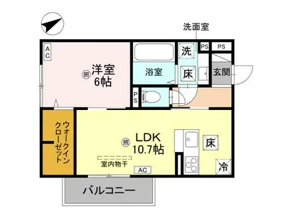 D-REGALO江守中(1LDK/1階)の間取り写真