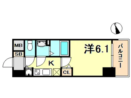 プレサンスジェネ新神戸ステーションフロント(1K/8階)の間取り写真