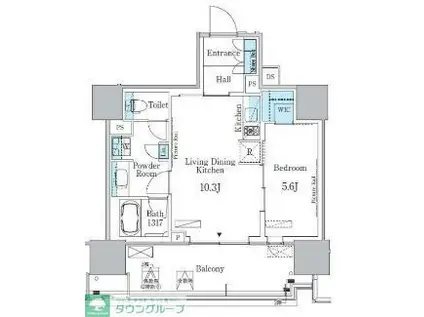 HARUMI FLAG PORT VILLAGE B棟(1LDK/3階)の間取り写真