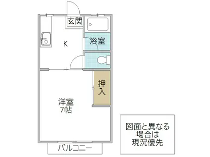パナハイツ堀原(1K/2階)の間取り写真