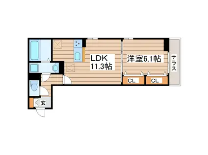 DーROOM DEARCOURT 八本松(1LDK/2階)の間取り写真
