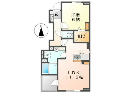カーサ ルチオB(1LDK/1階)の間取り写真