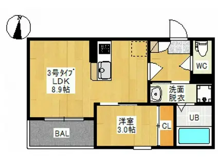 REGALEST ARVITA(1LDK/3階)の間取り写真