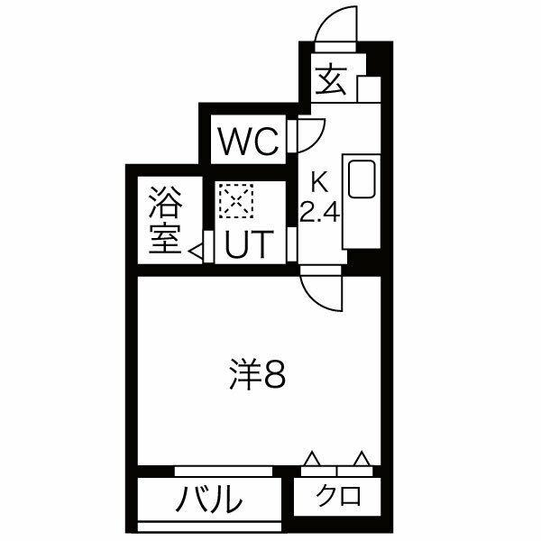 LA船岡(1K/1階)の間取り写真