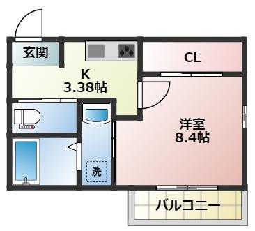 KENT HOUSE THREE(1K/1階)の間取り写真