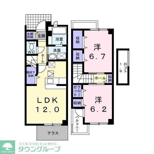 ユウ・フォーリアA(2LDK/1階)の間取り写真