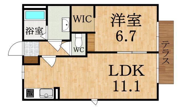 クレール地黄(1LDK/1階)の間取り写真