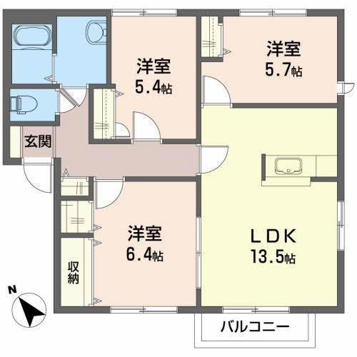 フルライフガーデンA(3LDK/2階)の間取り写真