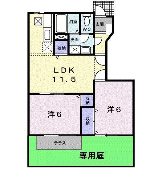 ビバ・ユズ(2LDK/1階)の間取り写真