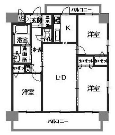 マノワール(3LDK/7階)の間取り写真