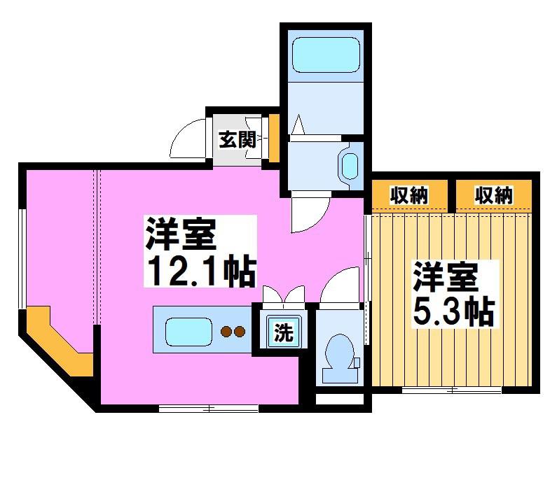 ラフィネ調布(1LDK/4階)の間取り写真