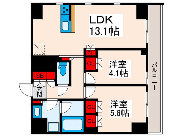 クレストコート東日暮里(2LDK/8階)の間取り写真