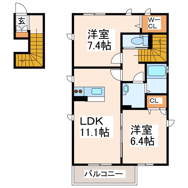 エトワール帯山(2LDK/2階)の間取り写真