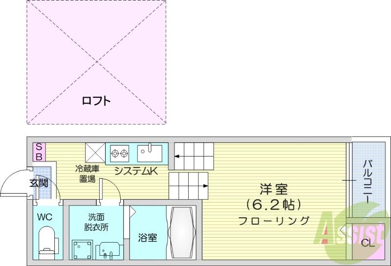 カムリ―ハイツ(1K/1階)の間取り写真
