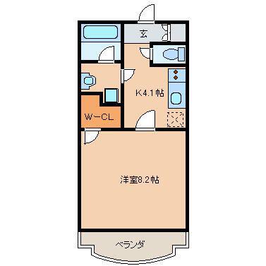 プリンセッサ(1K/3階)の間取り写真