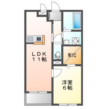 ヴィリダーリウム 上山手(1LDK/2階)の間取り写真