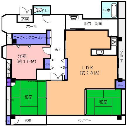 由宇建材ビル(3LDK/5階)の間取り写真