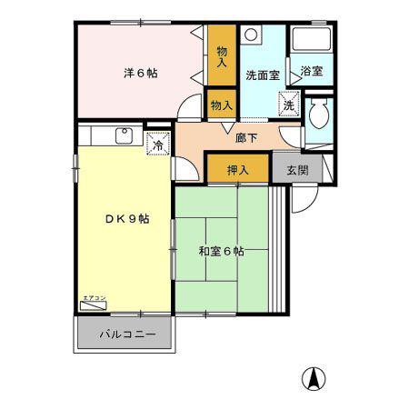 ブライダルハイツ戸出A(2DK/2階)の間取り写真