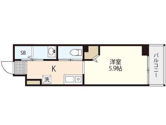 LE DOME府中(1K/6階)の間取り写真