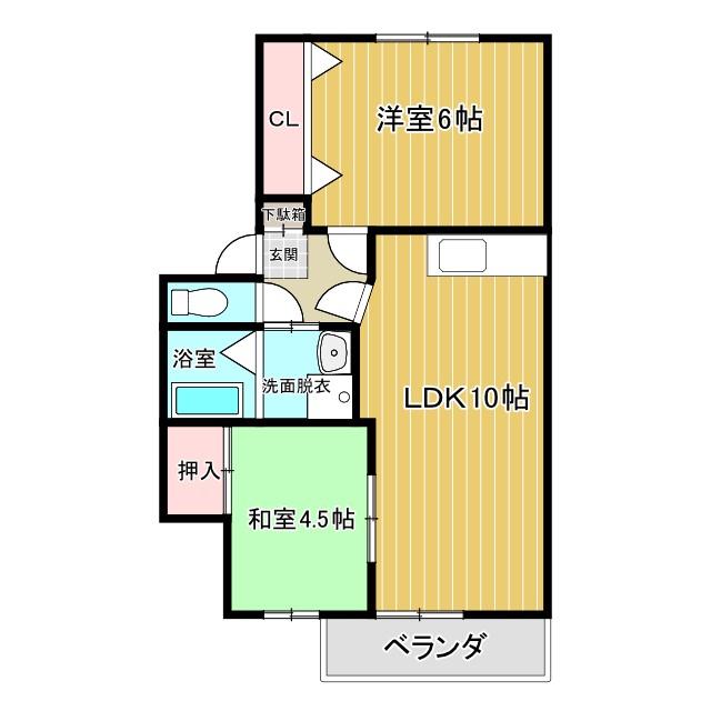 メゾンドシェル(2LDK/1階)の間取り写真