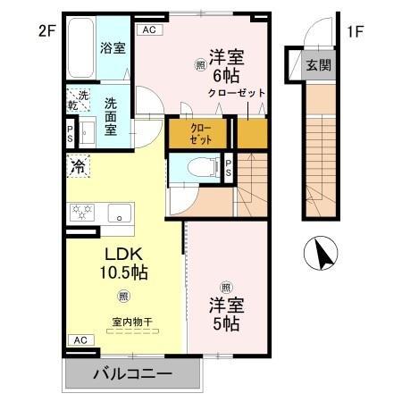 コーワロジデンス(2LDK/2階)の間取り写真