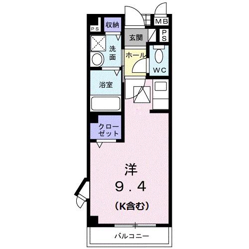 アルカディア(ワンルーム/1階)の間取り写真