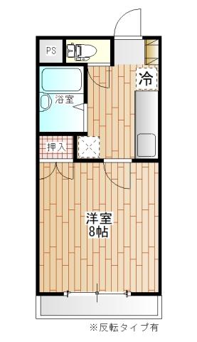 サンパレス篠ノ井(1DK/2階)の間取り写真